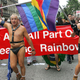 Demonstrators call for gay access to bookmobiles in Austin, TX.
